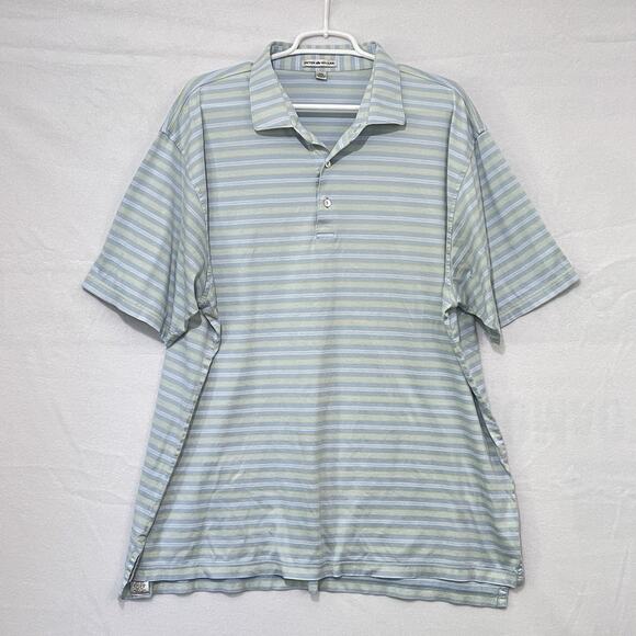 Peter Millar Golf Polo Shirt Men’s XXL Blue Yellow Stripe Performance Athleisure - Picture 1 of 11